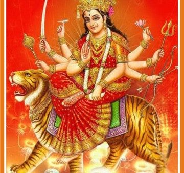 Ashadha Navratri Vaishno Devi Special : Prasad + Golden Poster of Maa Durga Cheap