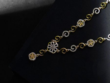 Floral Diamond and Golden plated Necklace Online now