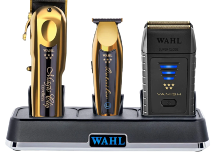 Wahl Pro 4pc Gold Limited Edition Combo by PBCS – Gold Magic clip Cordless, Gold Detailer li Cordless, Black Vanish Shaver, Multi-Charge Power Station For Cheap