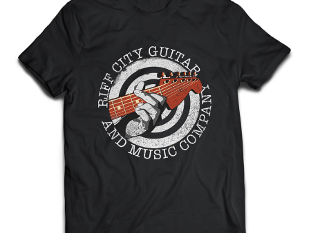 Riff City Guitar Circle Design T-Shirt - Black For Discount