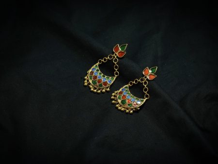 Assamese Jewellery - Junbiri Pendent and Earring with Blue , Red & Green Meenakari Online