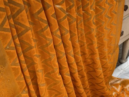 Yellow Handloom Pure Chiffon Banarasi Saree For Cheap