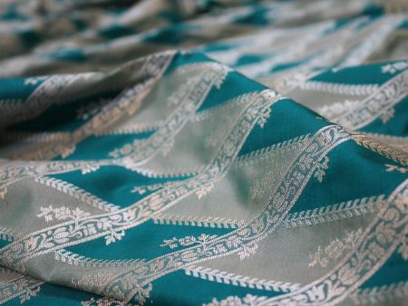 Azure Elegance: Blue Rangkaat Handloom Pure Silk Banarasi Saree For Discount