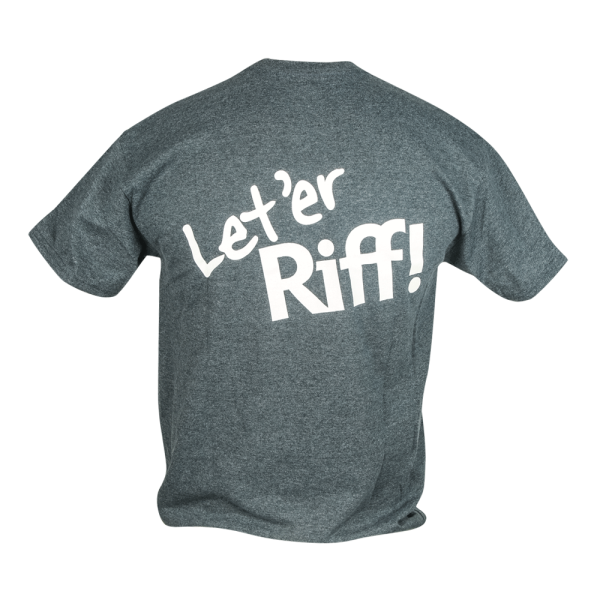 Riff City Guitar T-Shirt - Grey with White Logo For Discount