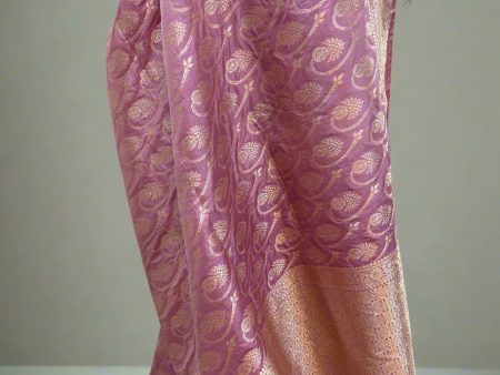 Baby Pink Pure Silk Banarasi Saree For Discount