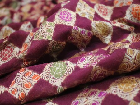 Wine Elegance: Wine Pure Khaddi Georgette Banarasi Saree on Sale