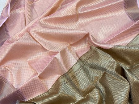 Baby Pink Handloom Katan Soft Silk Banarasi Saree For Cheap