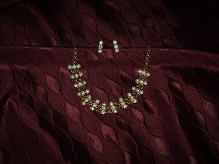 Snowy Necklace and Earring with White Stones Setting - Assamese Jewellery Online now