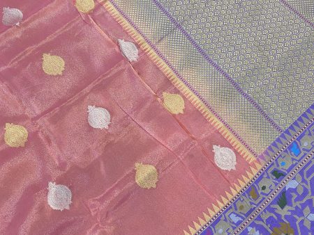 Baby Pink Pure Banarasi Katan Tissue Silk Handloom Saree Online now