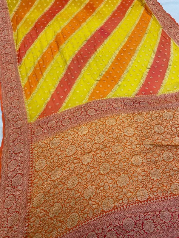 Yellow Pure Banarasi Khaddi Georgette Handloom  Saree - Rangkaat For Cheap