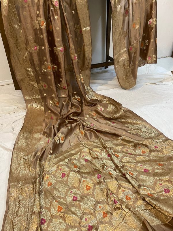 Warm Elegance: The Coffee Brown Banarasi Saree For Sale