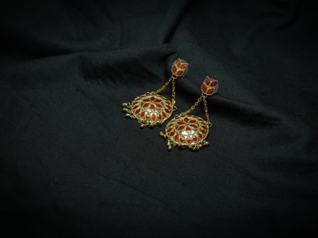 Assamese Jewellery - Japi Earring with Red Meenakari Supply