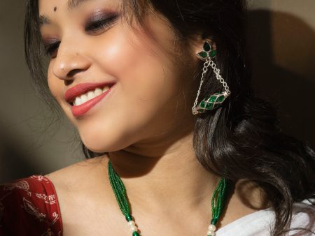 Dhol Pendent and Earring with Green Stone Supply