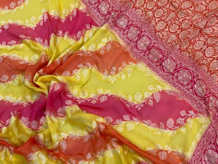 Yellow Rangkaat Pure Khaddi Georgette Banarasi Sari Online Sale