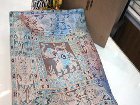 Blue Bliss: Handloom Pure Banarasi Brocade Cushion Cover Hot on Sale