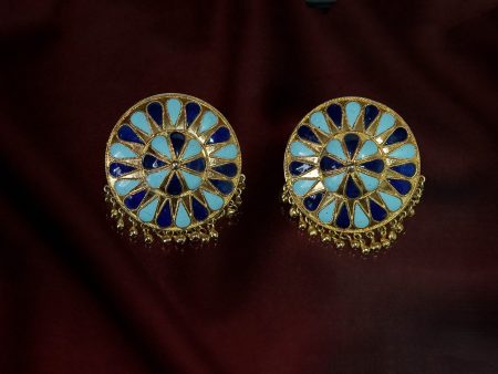 Assamese Jewellery - Japi Earring with Firozi and Blue Meenakari For Cheap