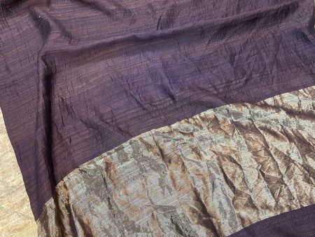 Wine Pure Banarasi Tussar silk handloom Khaddi saree with blouse piece For Discount