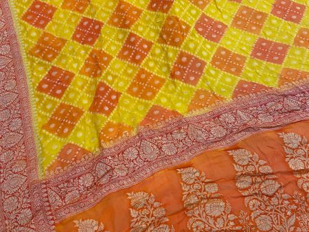 Yellow Pure Banarasi Khaddi Georgette Handloom  Saree - Rangkaat Online