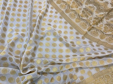 White Pure Banarasi Georgette Handloom SareeRAK02A1 Sale