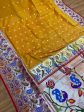 Yellow Pure Banarasi Katan Silk Handloom Saree- Kadhwa Paithani For Discount