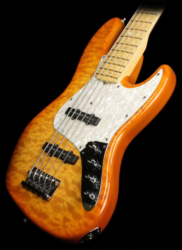 Used Fender Custom Shop Modern Jazz Bass V Electric Bass Guitar Amber Transparent Burst Online Hot Sale