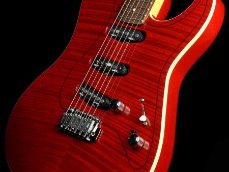 Used Godin Passion RG-3 Flame Top Electric Guitar Transparent Red High Gloss Discount