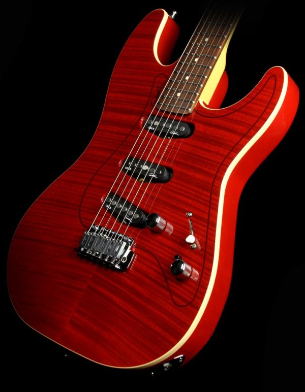 Used Godin Passion RG-3 Flame Top Electric Guitar Transparent Red High Gloss Discount