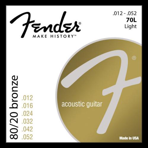 Fender 70L 80 20 Bronze Wound Acoustic Strings (Light 12-52) Sale